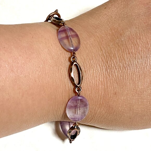 2/$20, Light Purple Fluorite Boho Bracelet, Genuine Gemstone + Copper Chain - Picture 8 of 10